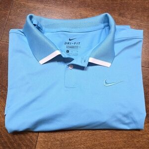 Men's Nike Blue Dri-Fit Polo Shirt XL with White Trim